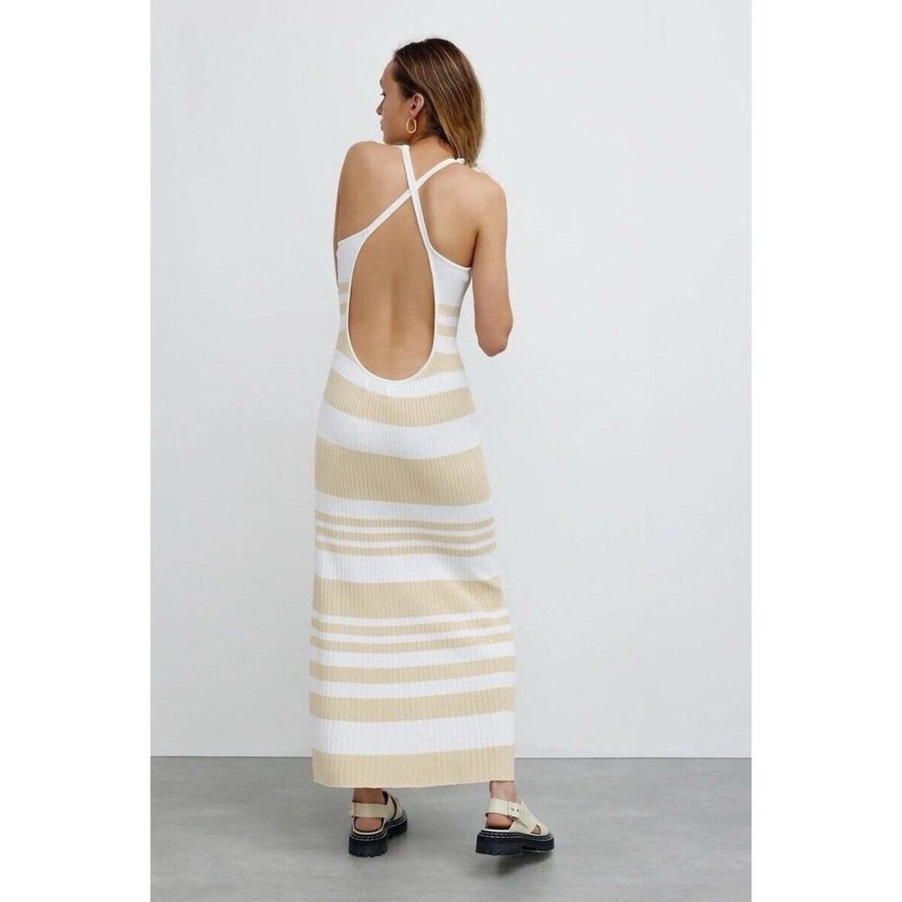 Significant Other Sage Dress Almond & Cream Stripe Rib Knit - Picture 5 of 6